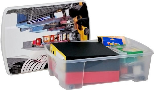 Artplast Ιταλίας Κουτί Αποθήκευσης 56x39x18cm Πλαστικό 35lt Διάφανο Decor New York