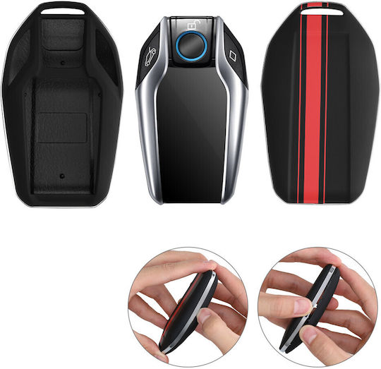 Car Key Case Bmw Display Kwmobile Plastic Black Red 49672.02