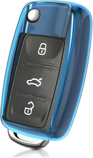 Car Key Cover Case VW Skoda Seat Silicone Blue