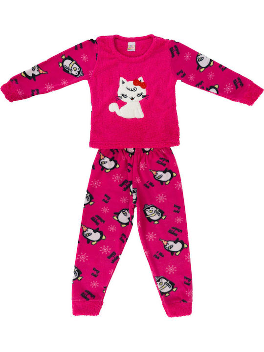 Cat Κοριτσίστικη Fleece Πυτζάμα Φούξια W23