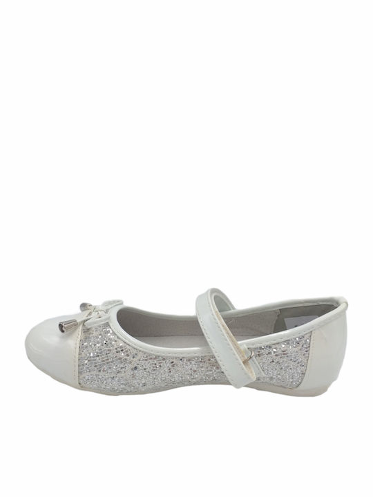 Meridian Shoes Παιδικές Μπαλαρίνες mit Bügel- und Schleifenverschluss Synthetisches Leder Weiß
