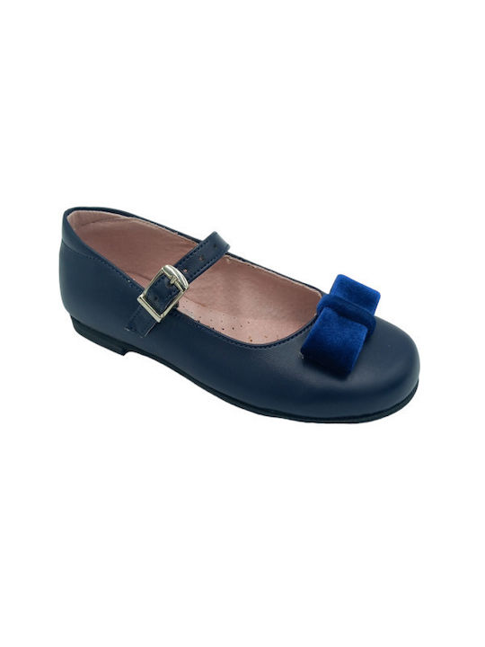Rshoes Kids Ballerinas with Adjustable Metal Clasp Navy Blue