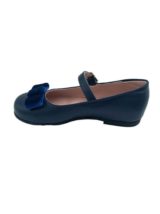 Rshoes Kids Ballerinas with Adjustable Metal Clasp Navy Blue