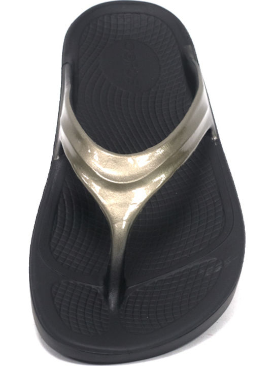 Oofos Oolala Recovery Flip Flops 1400 Latte Black Other Materials