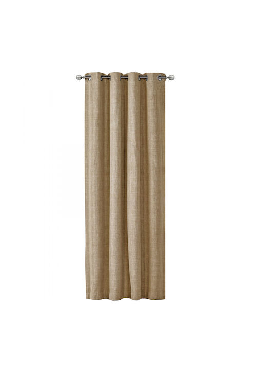Jemidi24 Κουρτίνα με Τρουκς Καφέ 140x245εκ.