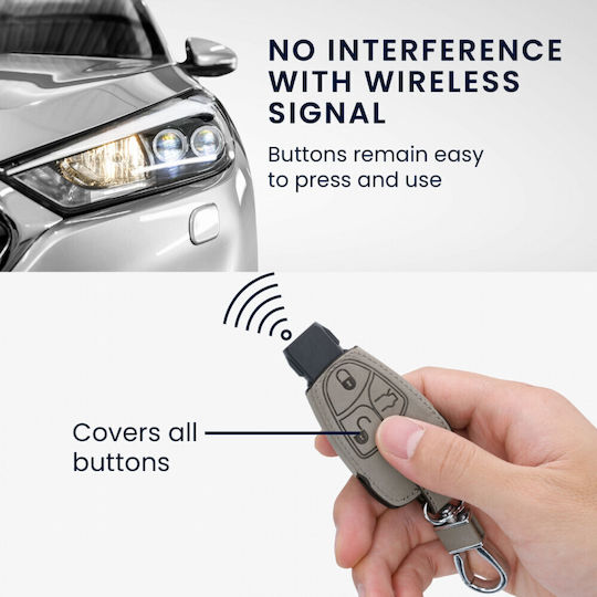 Car Key Case Mercedes Benz 2-3 Buttons Kwmobile Nubuck Leather Grey 54576.01