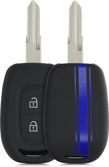 Husă Cheie Auto Dacia Renault 2 Butoane Keyless Go Kwmobile Silicon Negru Albastru 54813.02