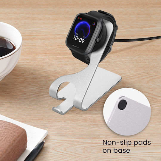 KWmobile Ladegerät für Amazfit Bip U, Amazfit Pop Pro, Amazfit T-Rex Pro Silber