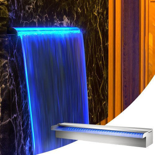 Vevor Pool Waterfall with Multicolor LED Lighting made of Stainless Steel 59.944x11.43x7.874cm