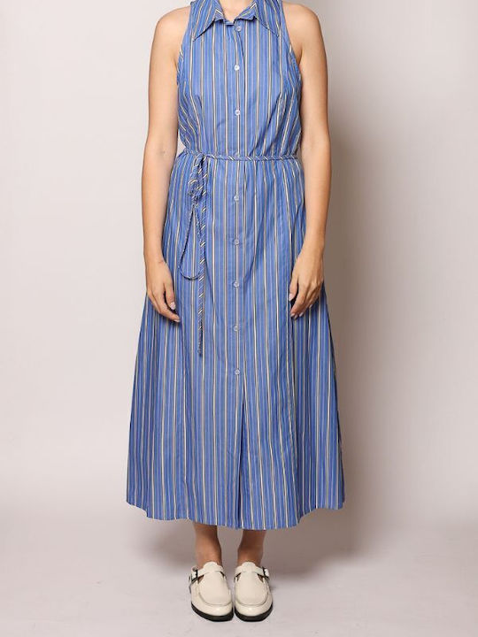 Summer Midi Shirt Dress Black Blue
