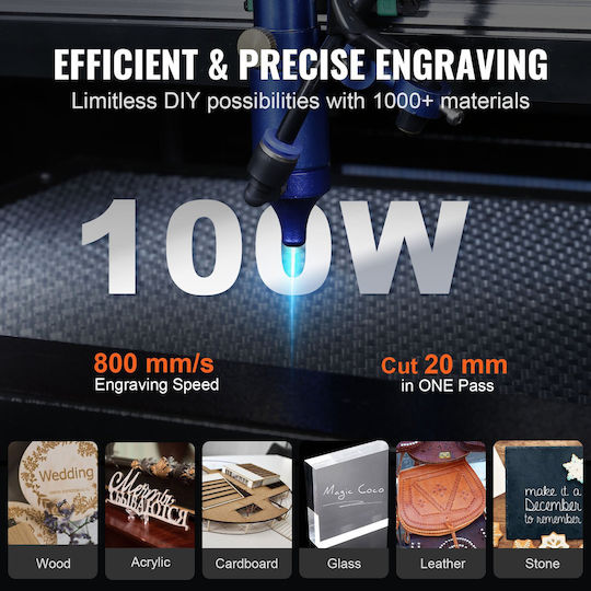 Vevor Lasergravur 100W Geeignet für Acryl / Plexiglas / Leder