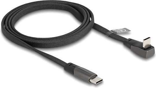 DeLock Flaches / Geflochtenes USB 2.0 Kabel USB-C männlich - USB-C 60W PD Schwarz 1m 80751