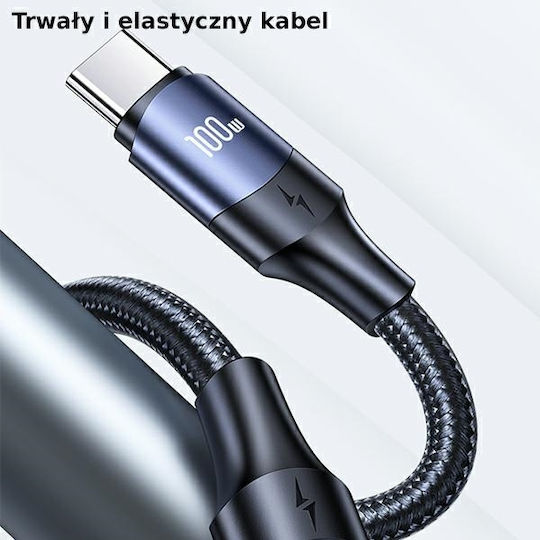 Usams US-SJ526 Braided USB 2.0 Cable USB-C male - USB-C 100W Black 3m (SJ526USB01)