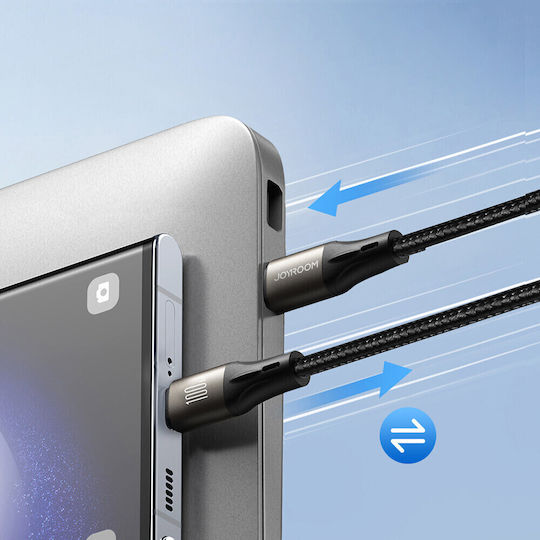 Joyroom Light-speed ​​series SA25-CC5 Braided USB 2.0 Cable USB-C male - USB-C 100W PD Μαύρο 1.2m