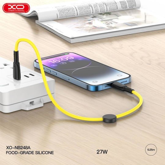 XO NB-Q248B USB 2.0 Cable USB-C male - USB-C 60W PD Λευκό 0.25m 16.005.0254