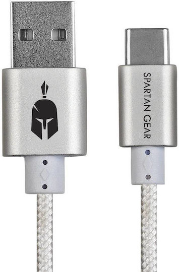 Spartan Gear Braided USB 2.0 Cable USB-C male - USB-A White 2m (SGCUSB02W)