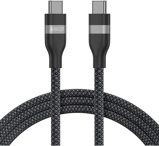 Anker Braided USB 2.0 Cable USB-C male - USB-C 240W PD Μαύρο 0.9m A82E2