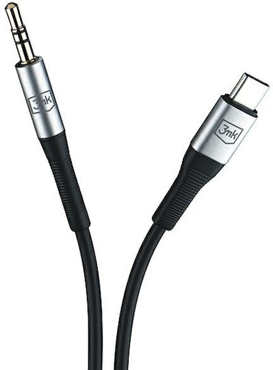 3MK Regular USB 2.0 Cablu USB-C bărbătesc - 3,5 mm male Negru 1m