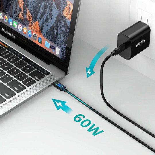 Choetech USB 2.0 Cable USB-C male - USB-C 60W Μαύρο 1m CC0002