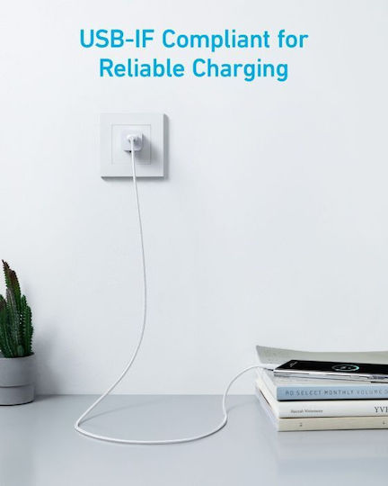 Anker USB 2.0 Cable USB-C male - USB-A 15W PD Λευκό 1.8m A81H6G21