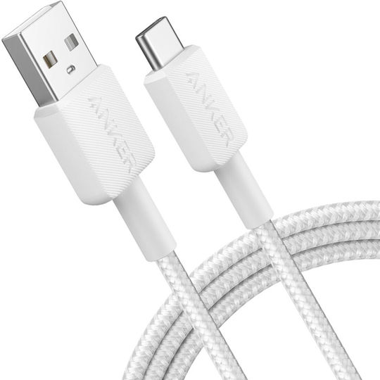 Anker USB 2.0 Cable USB-C male - USB-A 15W PD Λευκό 1.8m A81H6G21