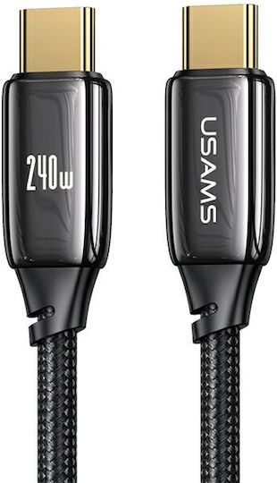 Usams US-SJ581 Braided USB 2.0 Cable USB-C male - USB-C 240W PD Μαύρο 2m SJ581USB01