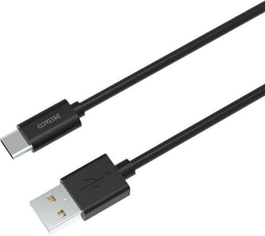 Deltaco USB 2.0 Cable USB-C Male - USB-A Black 1m