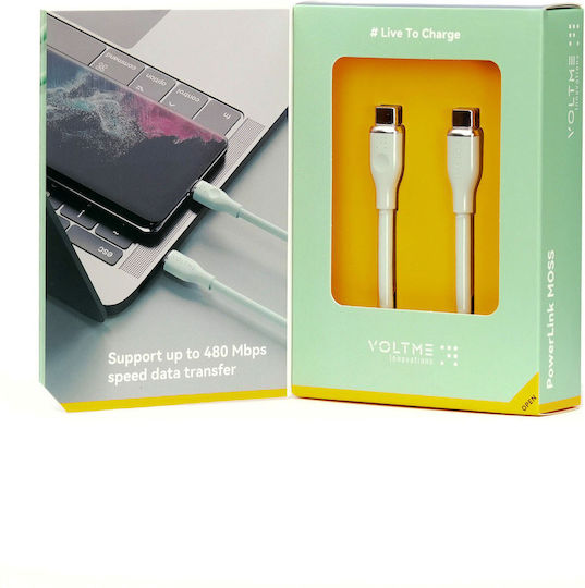Voltme USB 2.0 Cable USB-C male - USB-C 60W PD Πράσινο 1m C2024