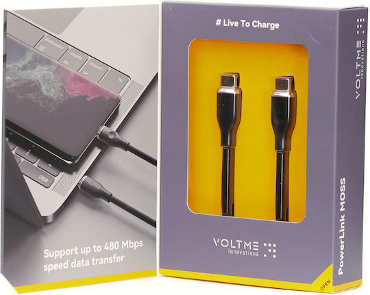 Voltme USB 2.0 Cable USB-C male - USB-C 100W PD Πράσινο 1.8m C2037