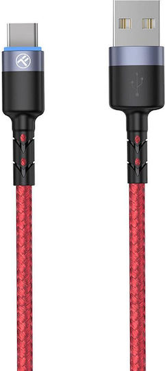 Tellur Кабел за данни USB към Type-C с LED светлина 3A 1.2m червен