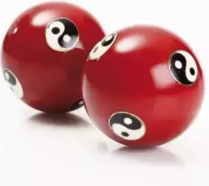 Zen Meditation Hand Balls Yin Yang Red 2 Pieces Steel 4cm Therapy Balls