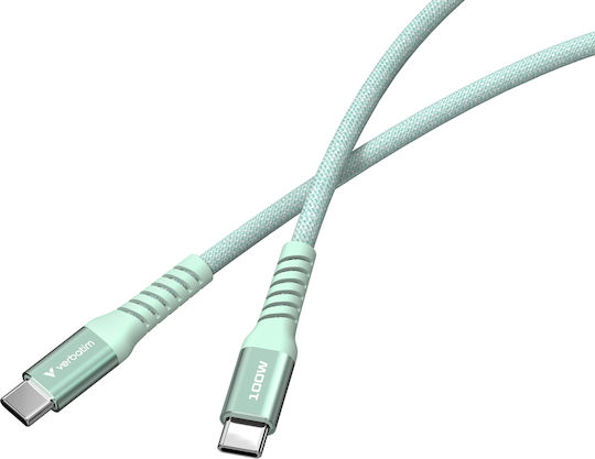 Verbatim Braided / Magnetic / Spiral USB 2.0 Cable USB-C Male - USB-C 100W PD Green 1.2m 31855