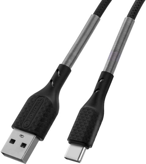 Forcell Carbon Braided USB 2.0 Cable USB-C male - USB-A 18W Μαύρο 1m FOCB-152344