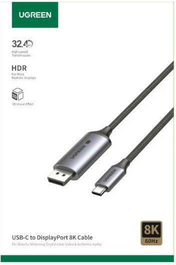 Ugreen Cm556 USB 2.0 Cable USB-C male - DisplayPort Γκρι 1m 25157