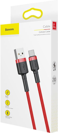 Baseus Cafule USB 2.0 Cable USB-C Male - USB-A Red 2m CATKLF-C09