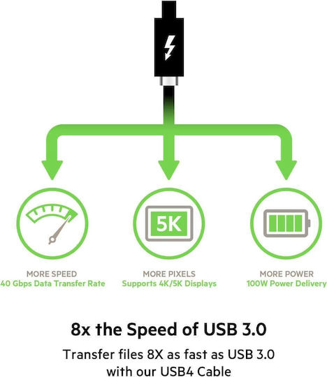 Belkin Connect USB 4 Video Cable USB-C male - USB-C 100W PD Μαύρο 0.8m INZ001BT0.8MBK