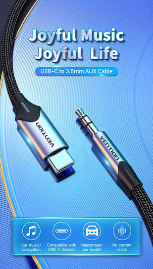 Vention Braided USB 2.0 Cable USB-C Male 3.5mm Gray 1m BGKHF