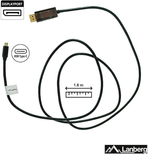 Lanberg USB 3.2 Video Cable USB-C Male - DisplayPort Black 1.8m CA-CMDP-10CU-0018-BK