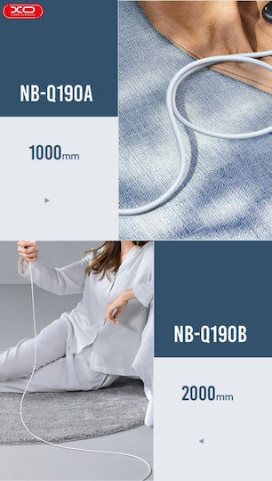 XO NB-Q190B USB 2.0 Cable USB-C male - USB-C 60W PD Λευκό 2m 16.005.0284