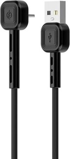 Awei CL-66 Angle (90°) / Regular USB 2.0 Cable USB-C male - USB-A Μαύρο 1m