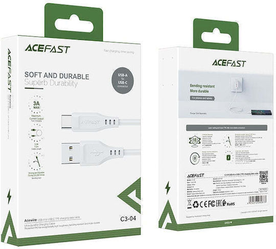 Acefast C3-04 USB 2.0 Cable USB-C male - USB-A 15W White 1.2m