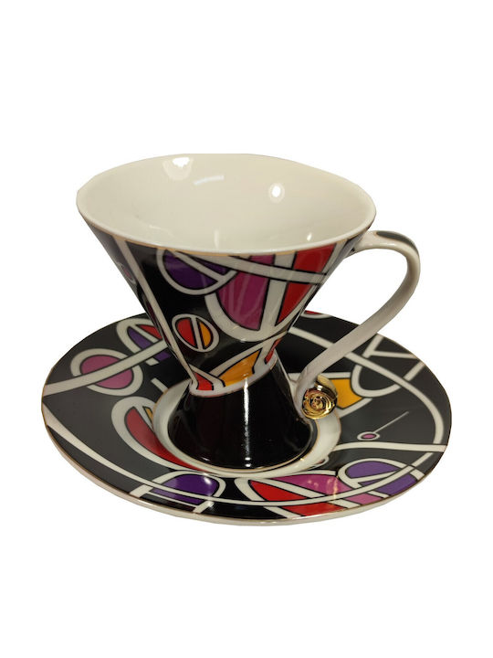 Tasse Für Tee Design Set 4 Stück Mit Teller Packung Geschenk 16*10cm