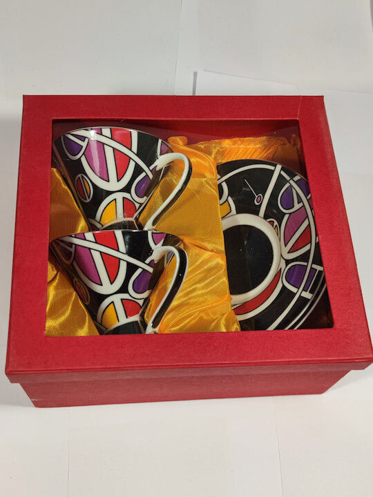 Tasse Für Tee Design Set 4 Stück Mit Teller Packung Geschenk 16*10cm
