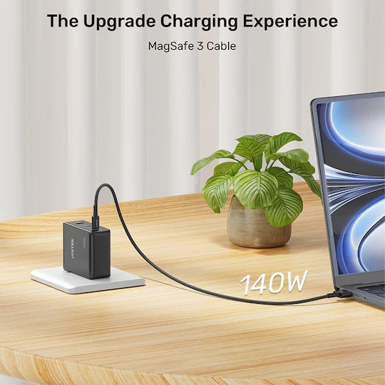 Unitek USB 2.0 Cable USB-C male - Magsafe 3 140W PD Μαύρο 2m C14121BK-2M