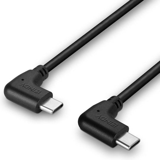 Lindy Angle (90°) USB 2.0 Cable USB-C male - USB-C 60W Μαύρο 1m