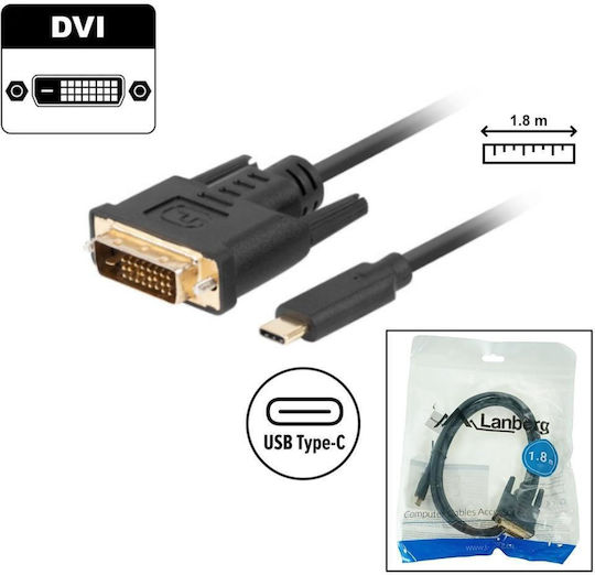 Lanberg Video Cable USB-C Male - DVI-D Black 1.8m CA-CMDV-10CU-0018-BK