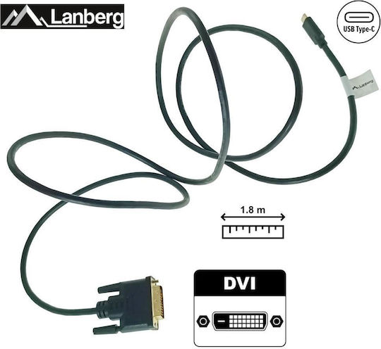 Lanberg Video Cable USB-C Male - DVI-D Black 1.8m CA-CMDV-10CU-0018-BK