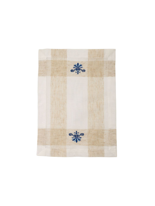 Linen Placemats No.3793 Blue 35x48cm Polyester 90% Cotton 10%