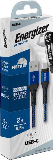 Energizer Плетен USB 2.0 Кабел USB-C Мъжки - USB-A Син 2м C520CKBL