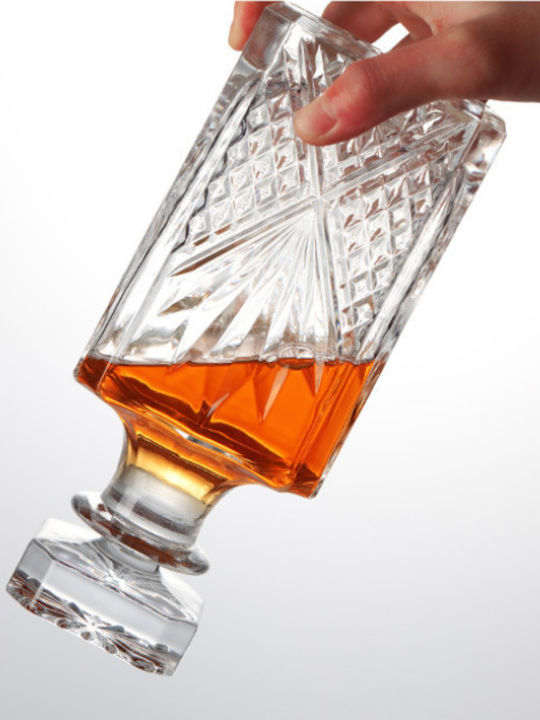 Glass Whiskey Decanter with Stopper & Glasses 2pcs